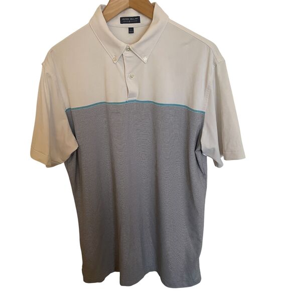 Peter Millar Golf Polo Large Striped Breathable Outdoors Lightweight Breathable - Picture 1 of 11